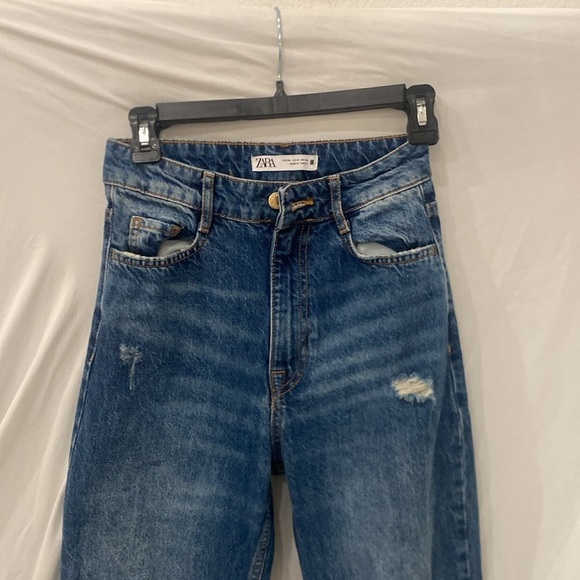 Zara High Waisted Long Denim Jeans sz 2 - Picture 2 of 6
